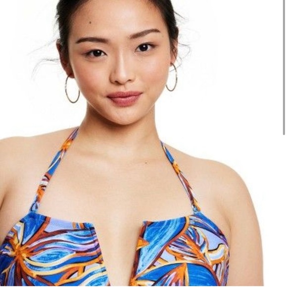 Fe Noel X Target leafy palm print deep V-neck one piece swimsuit - Picture 2 of 6